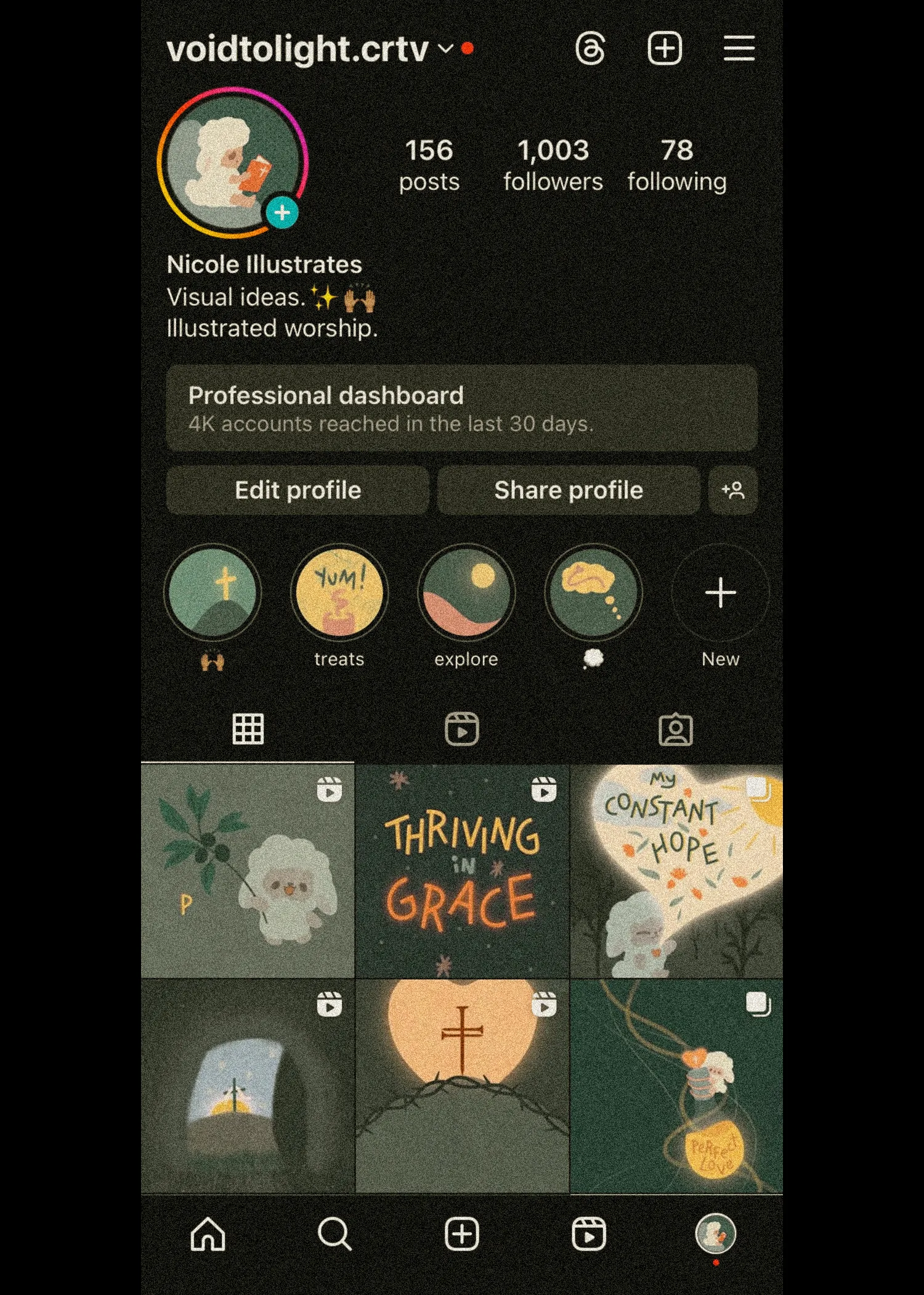 Void to Light Instagram account reaching its first 1k followers. 