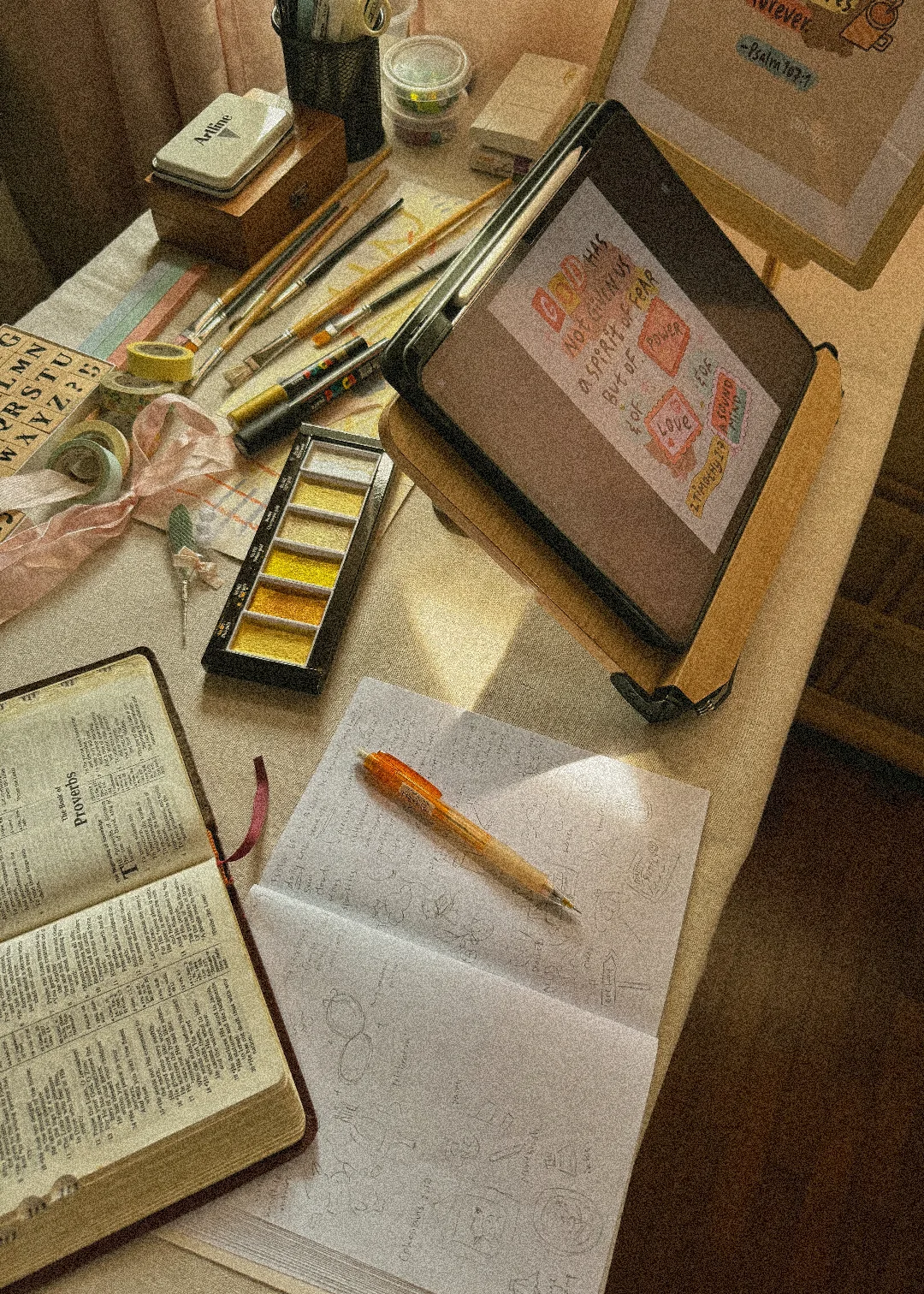 Sketchbook and iPad work in progress