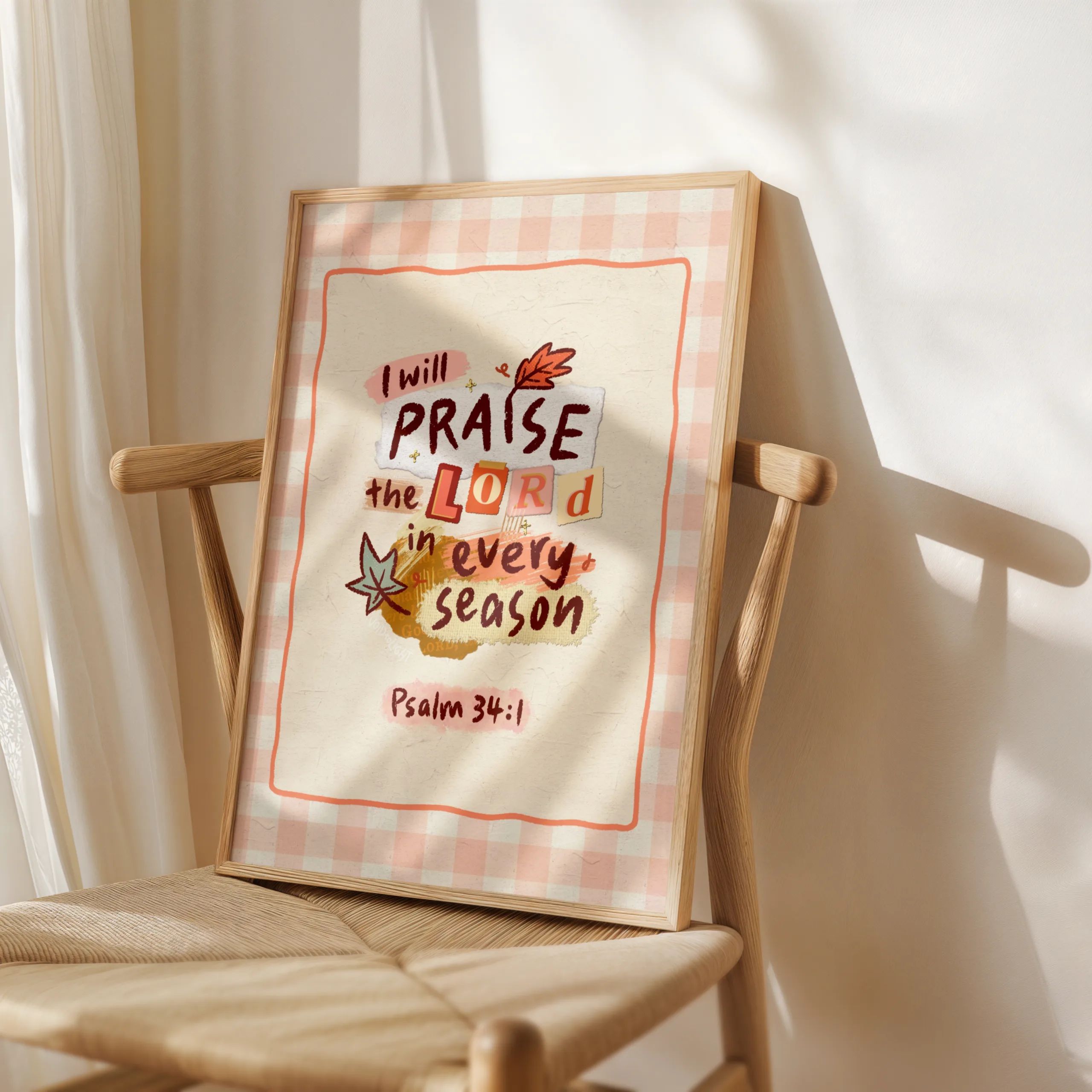 Modern Christian Art Print featuring the Bible verse Psalm 34:1