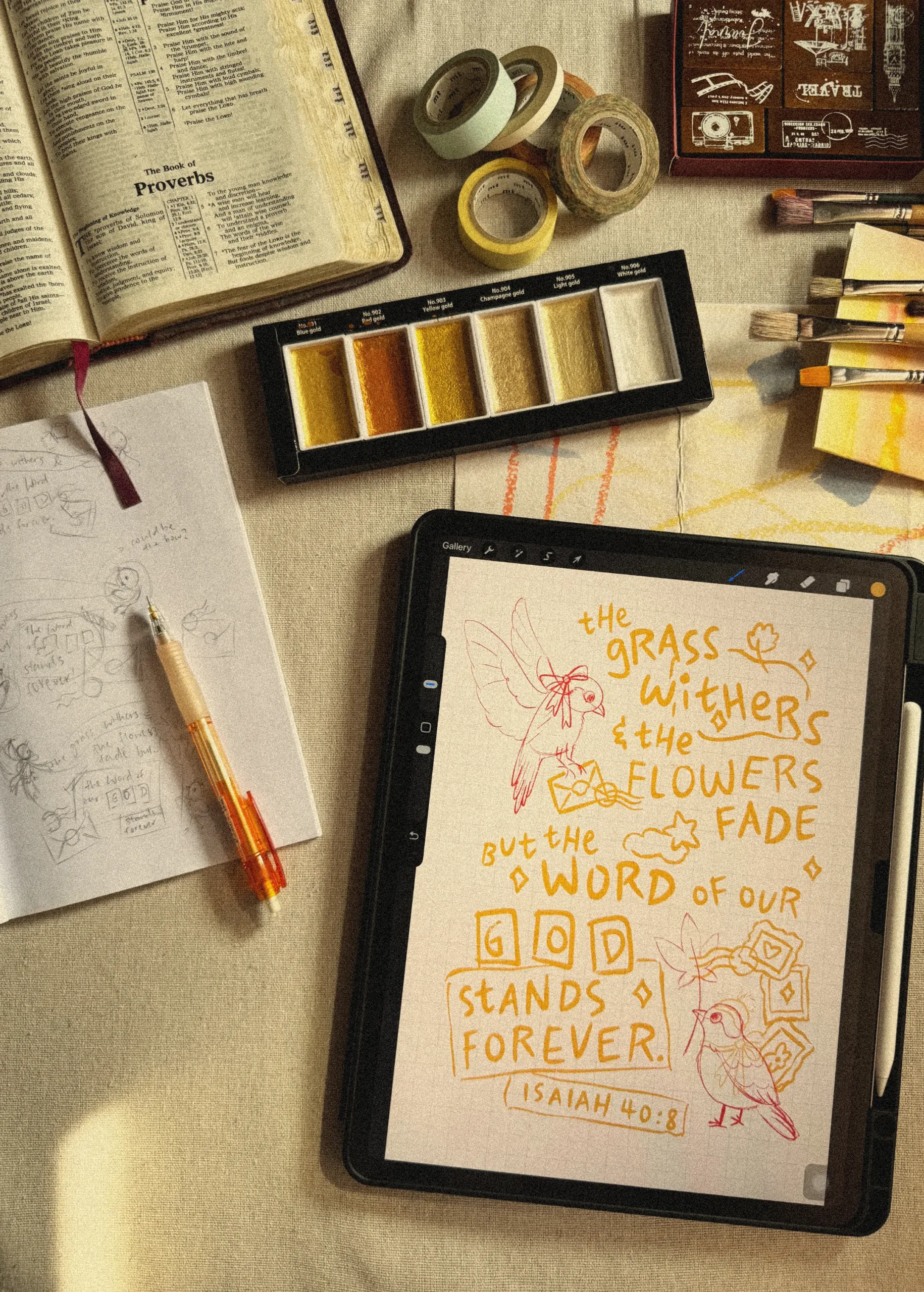 Sketchbook + digital faith-based art 