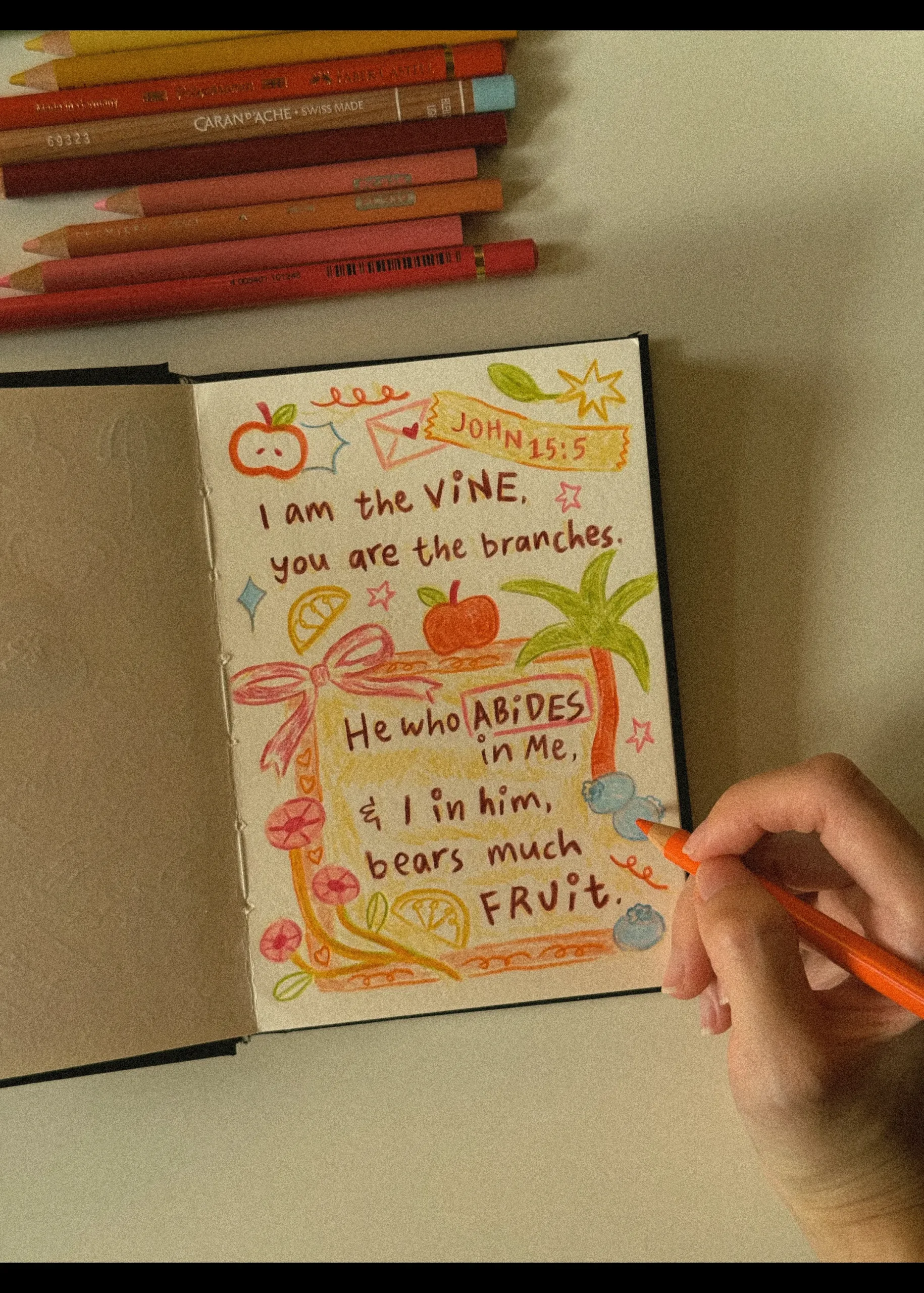 John 15:5 Cute Christian Doodle Sketchbook Page